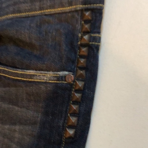 Rich & Skinny size 30 blue denim embellished with brass studs Straight leg - Picture 6 of 7
